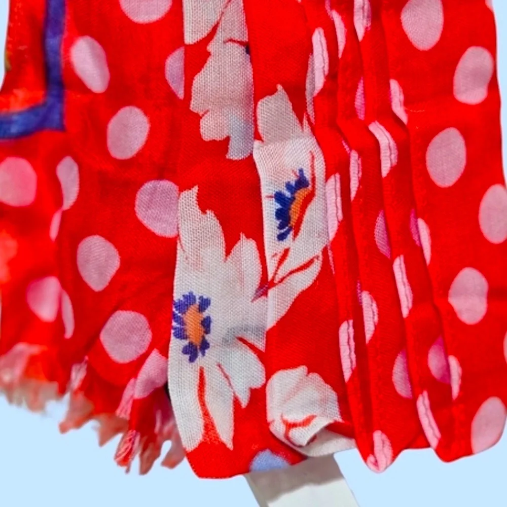 KATE SPADE, Springtime Floral Oblong Scarf in Ponderosa Red, NWT